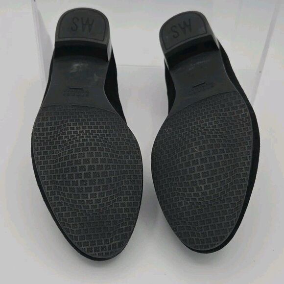 Stuart Weitzman Womens Sz 8 Narrow Lys Crystal Black Suede Fleur-de-lis - Picture 8 of 9